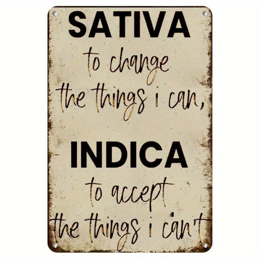Sativa Indica Funny Retro Iron Aluminum Sign — product artwork