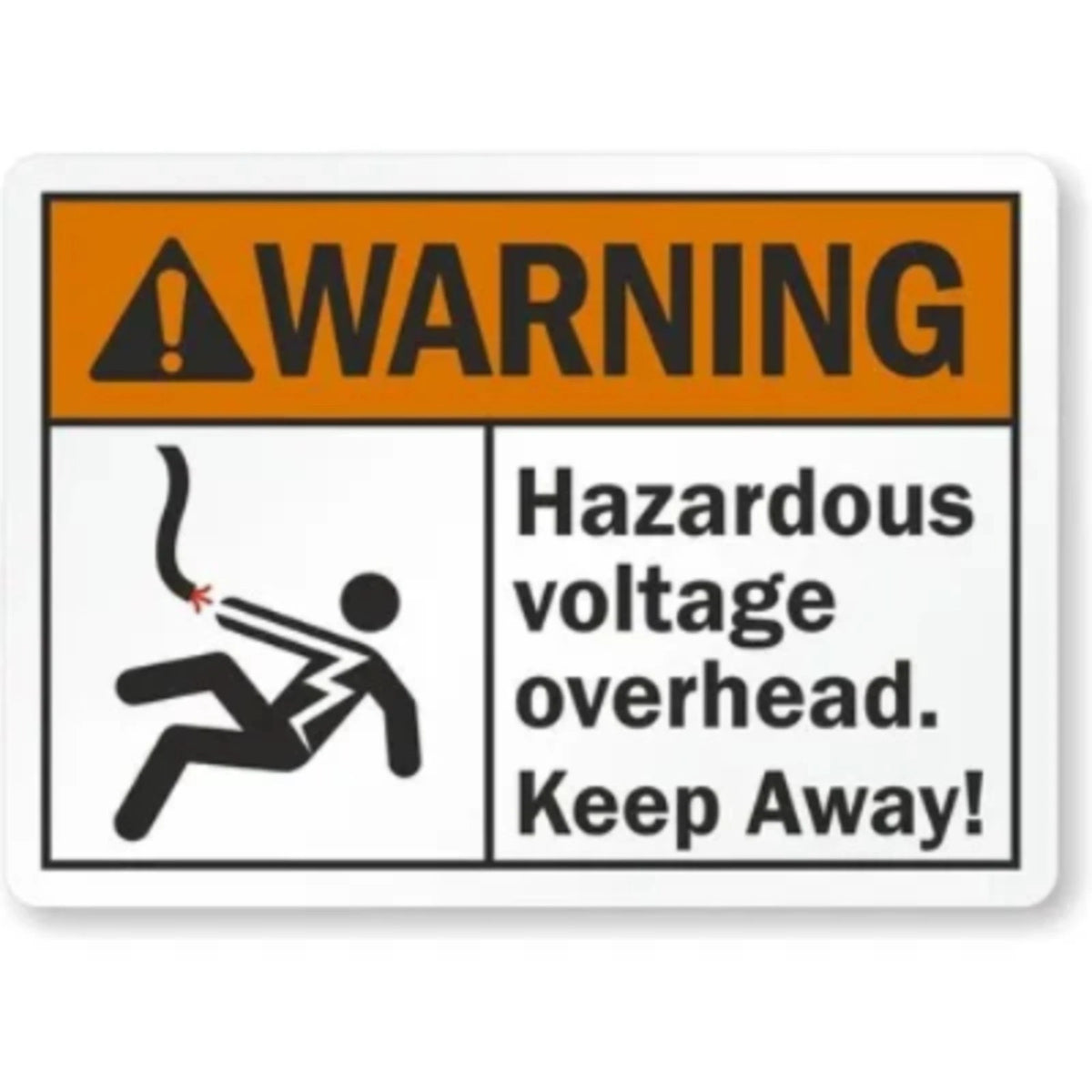 Hazardous Voltage Overhead Keep Away Ansi Warning Aluminum Sign — product artwork