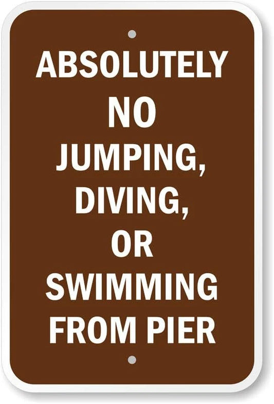 Pier No Jumping Diving Swimming Safety Aluminum Sign — product artwork
