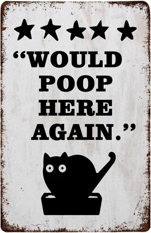 Bathroom Poster Would Poop Here Again Funny Aluminum Sign — product artwork