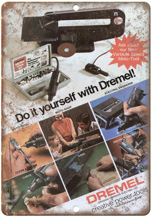 Dremel Vintage Ad USA Made Aluminum Sign — product artwork