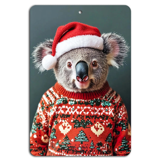 Holiday Koala Decorative Wall Art Aluminum Sign — product artwork