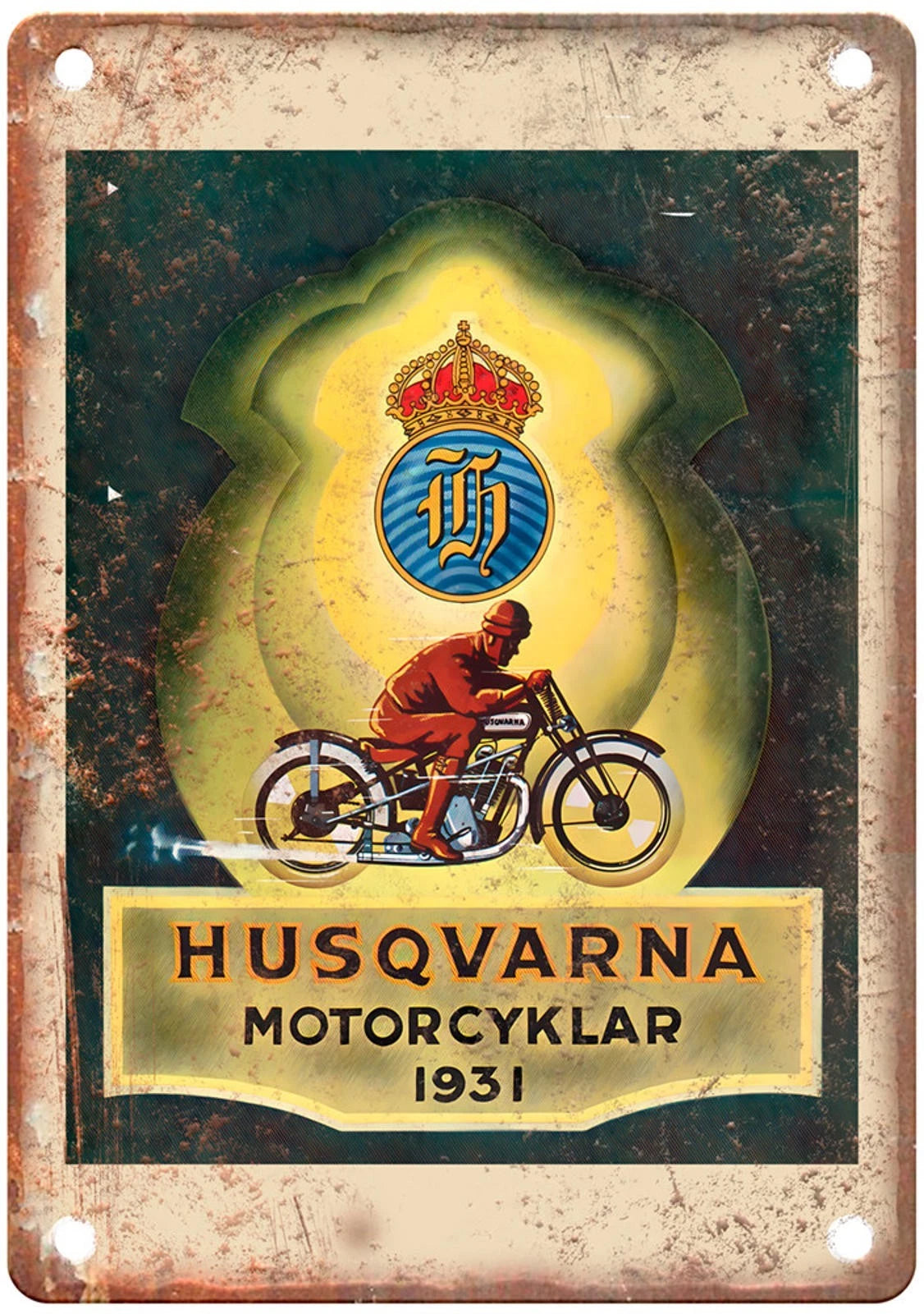 Vintage Motorcycle Poster Retro 1931 Aluminum Sign — product artwork