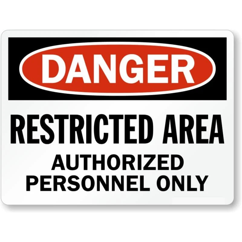 Warning Danger Restricted Area Aluminum Sign — product artwork
