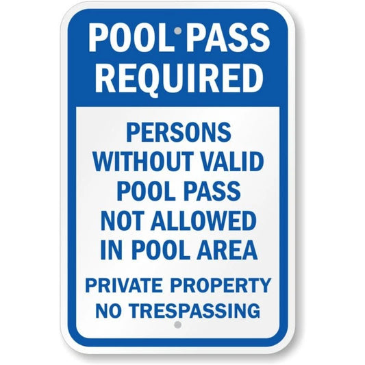 Pool Pass Required Private Property No Trespassing Sign — product artwork