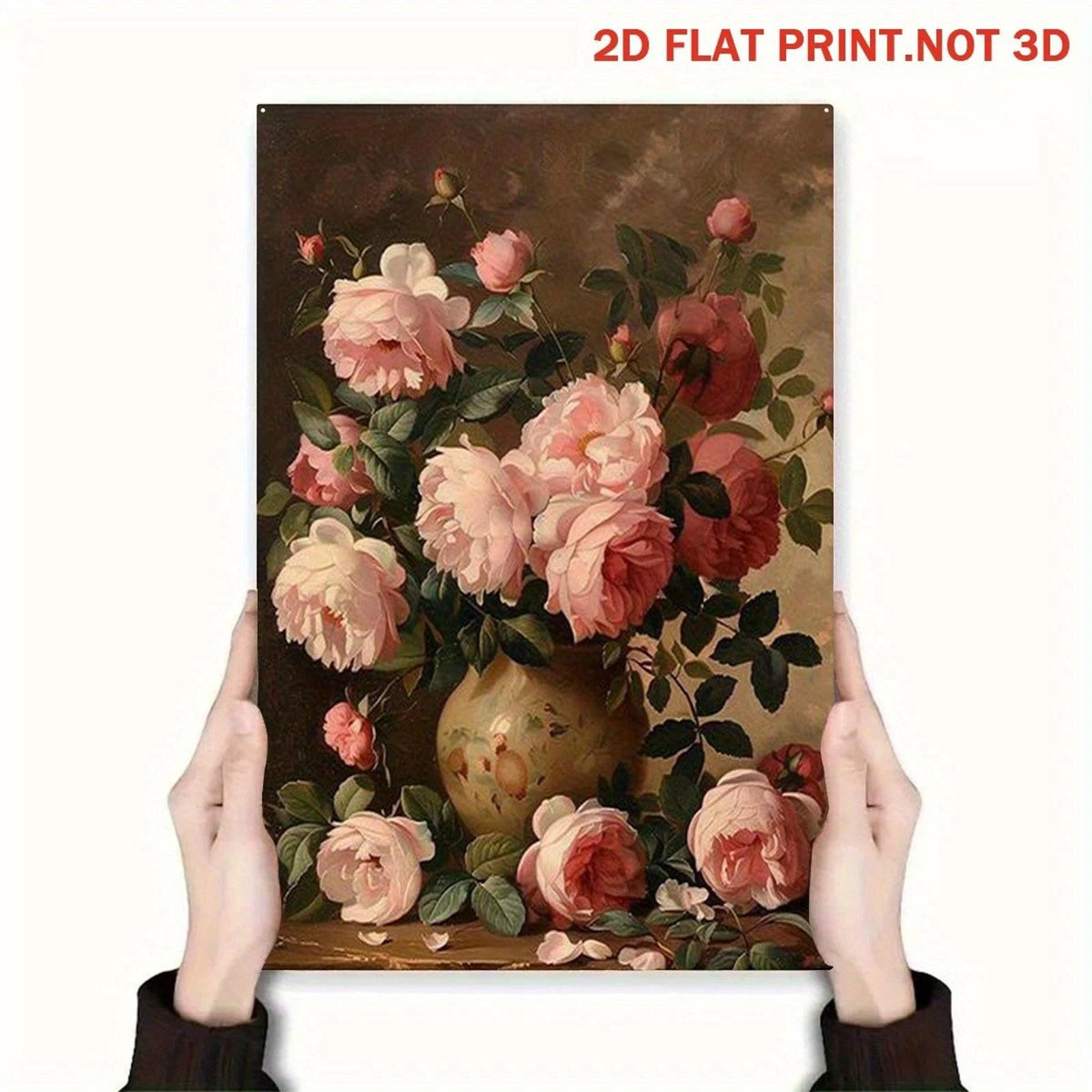 Pink Rose Funny Vintage Floral Aluminum Sign — product artwork
