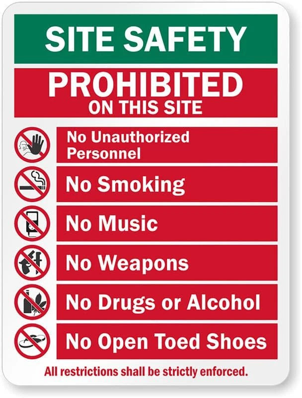 All Restrictions Strictly Enforced Aluminum Sign — product artwork