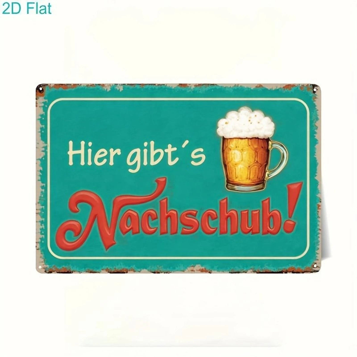 Beer Hier Gibt's Nachschub Retro German Pub Bar Aluminum Sign — product artwork