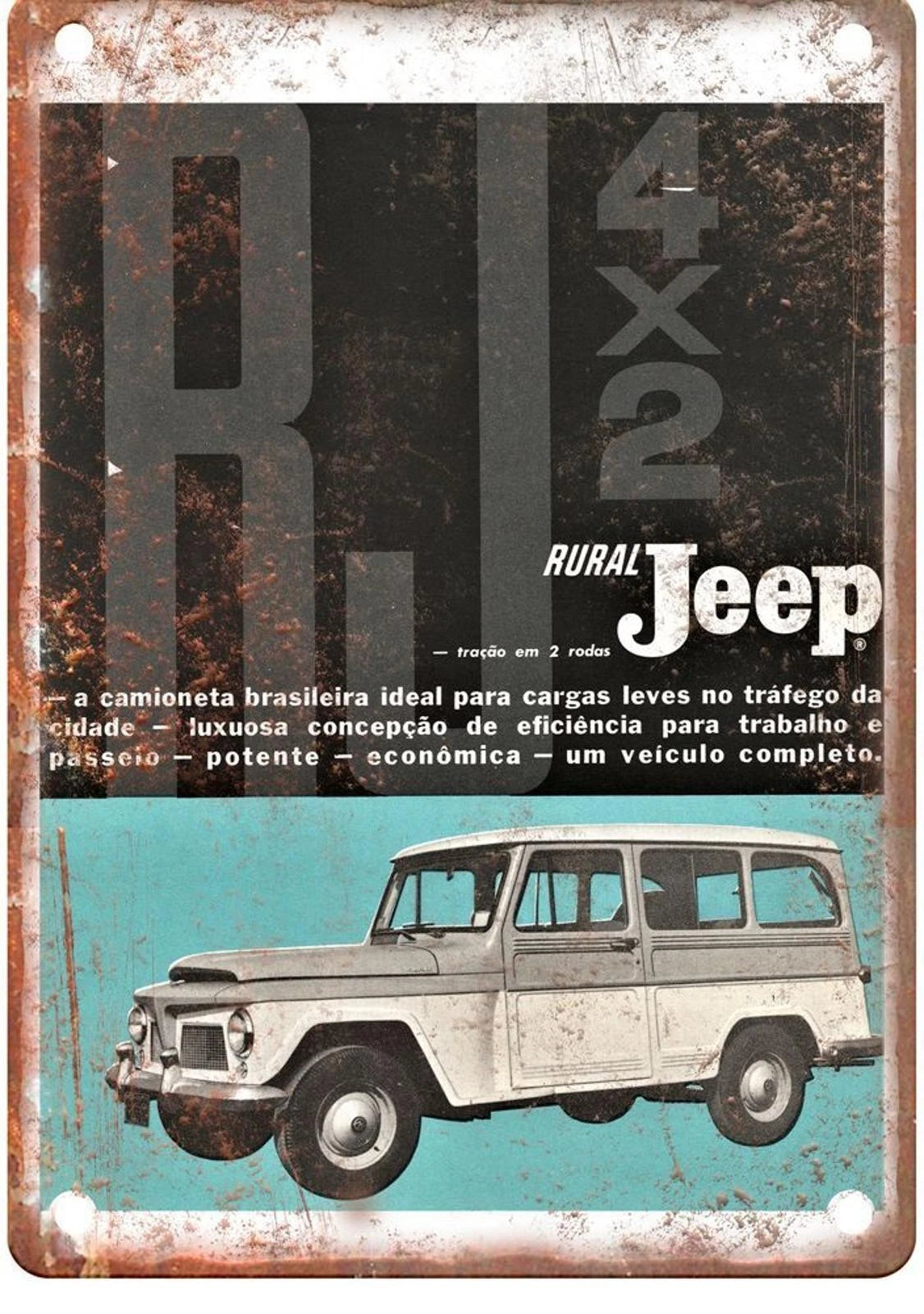 Willys Jeep Vintage Auto Reproduction Aluminum Sign — product artwork