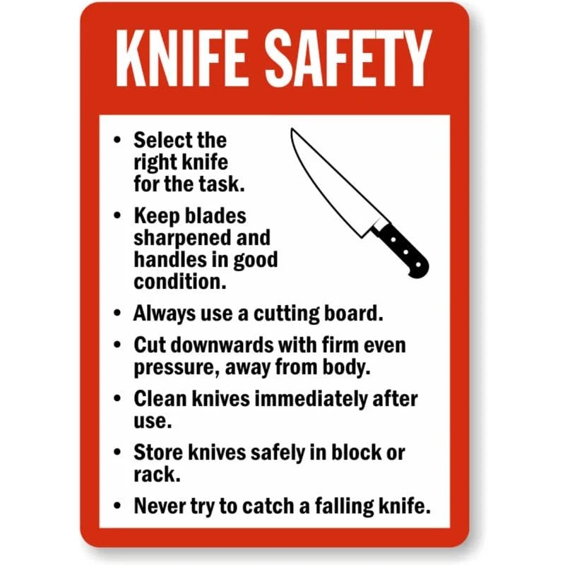 Knife Safety Guidelines Aluminum Sign — product artwork