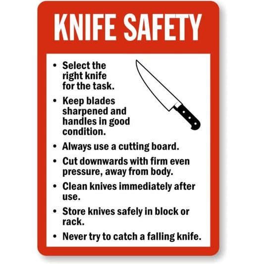 Knife Safety Guidelines Aluminum Sign — product artwork