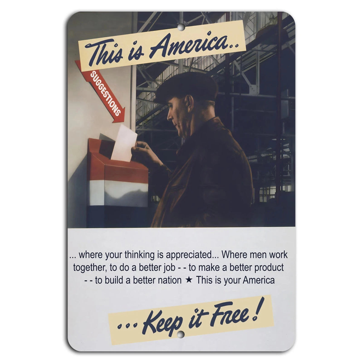 Freedom America Vertical Patriotic Aluminum Sign — product artwork