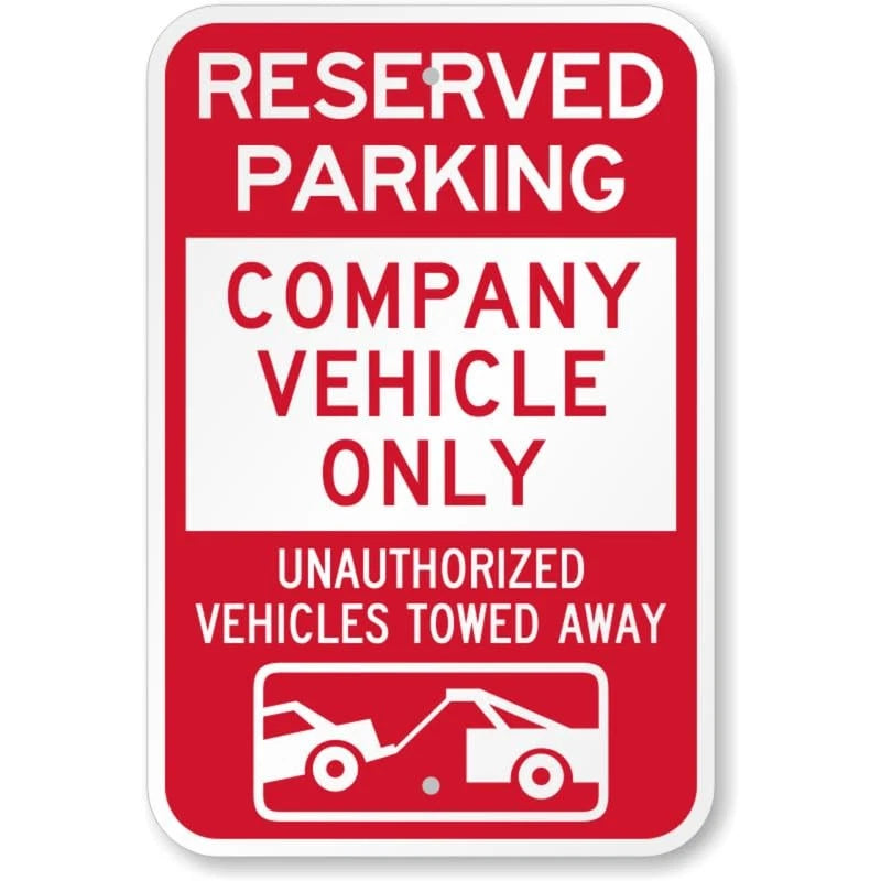 Reserved Parking Company Vehicle Only Aluminum Sign — product artwork