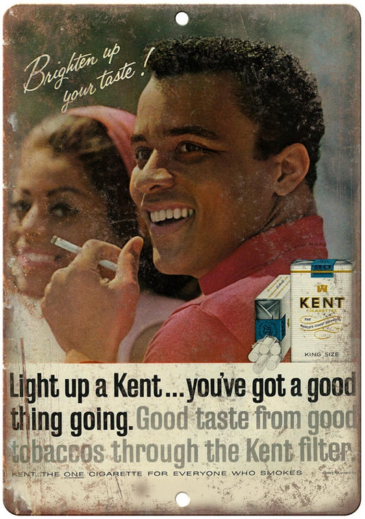 Kent Cigarettes Good Taste Through the Filter Vintage Aluminum Sign — product artwork
