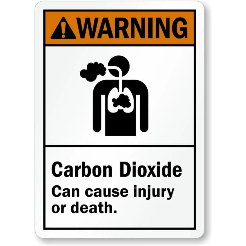 Carbon Dioxide Cause Injury Aluminum Sign — product artwork