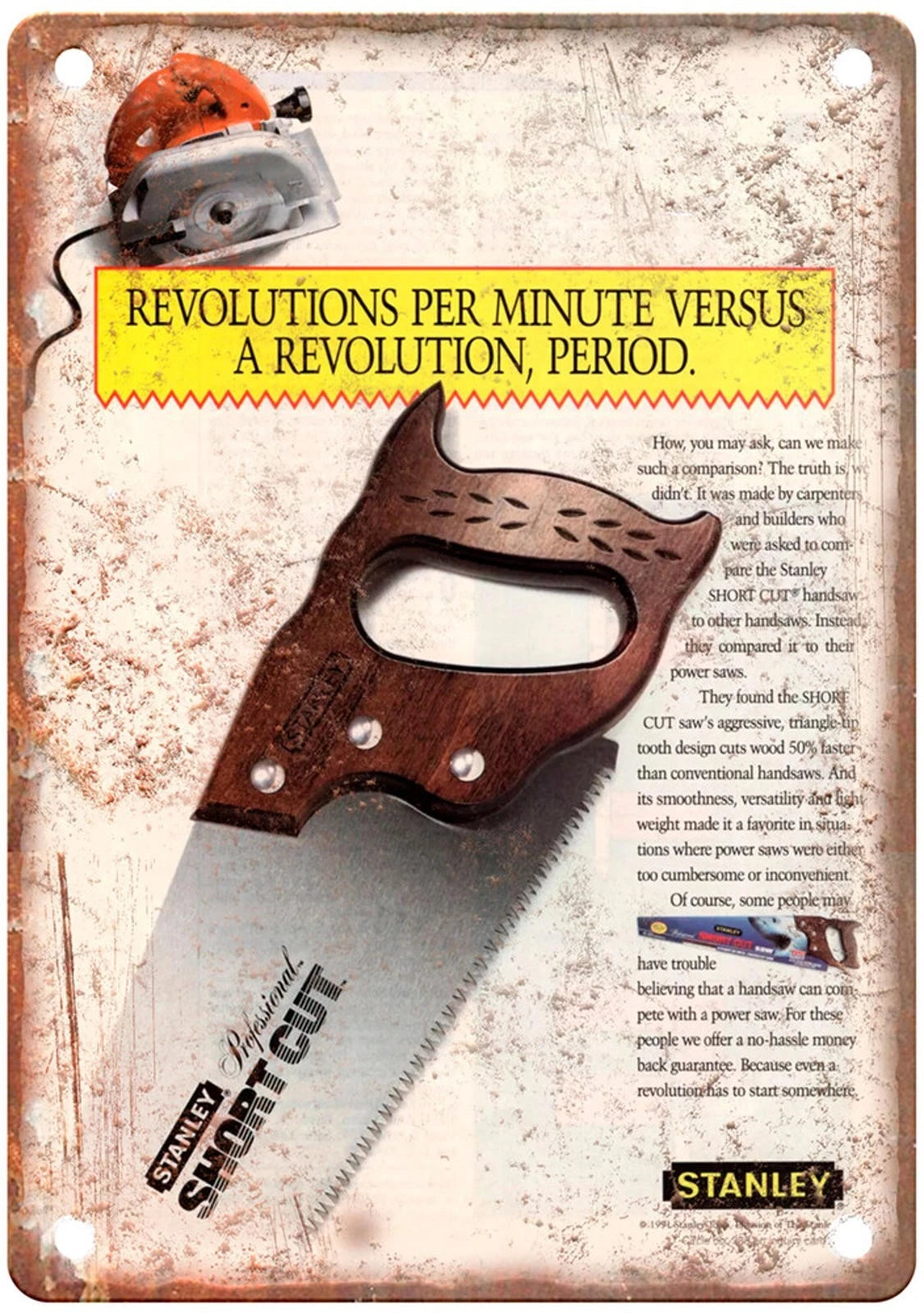 Vintage Handsaw Tool Collectible Aluminum Sign — product artwork