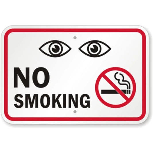 No Smoking Surveillance Aluminum Sign — product artwork