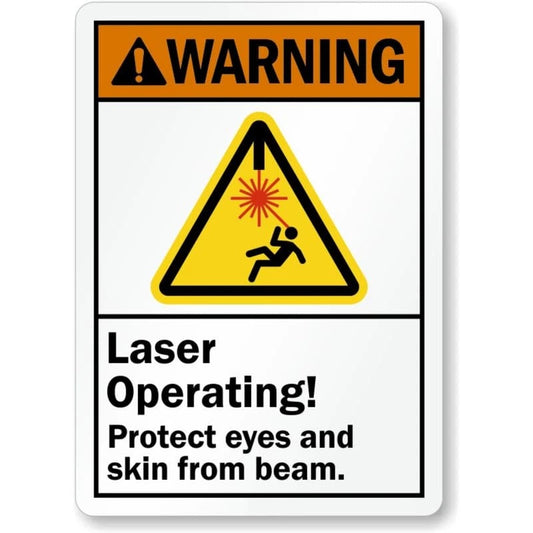 Laser Operating Protect Eyes Aluminum Sign — product artwork