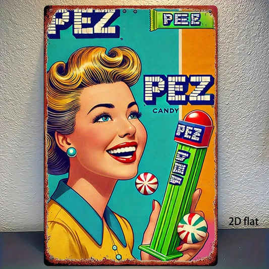 Vintage Pez Retro Funny Wall Art Aluminum Sign — product artwork