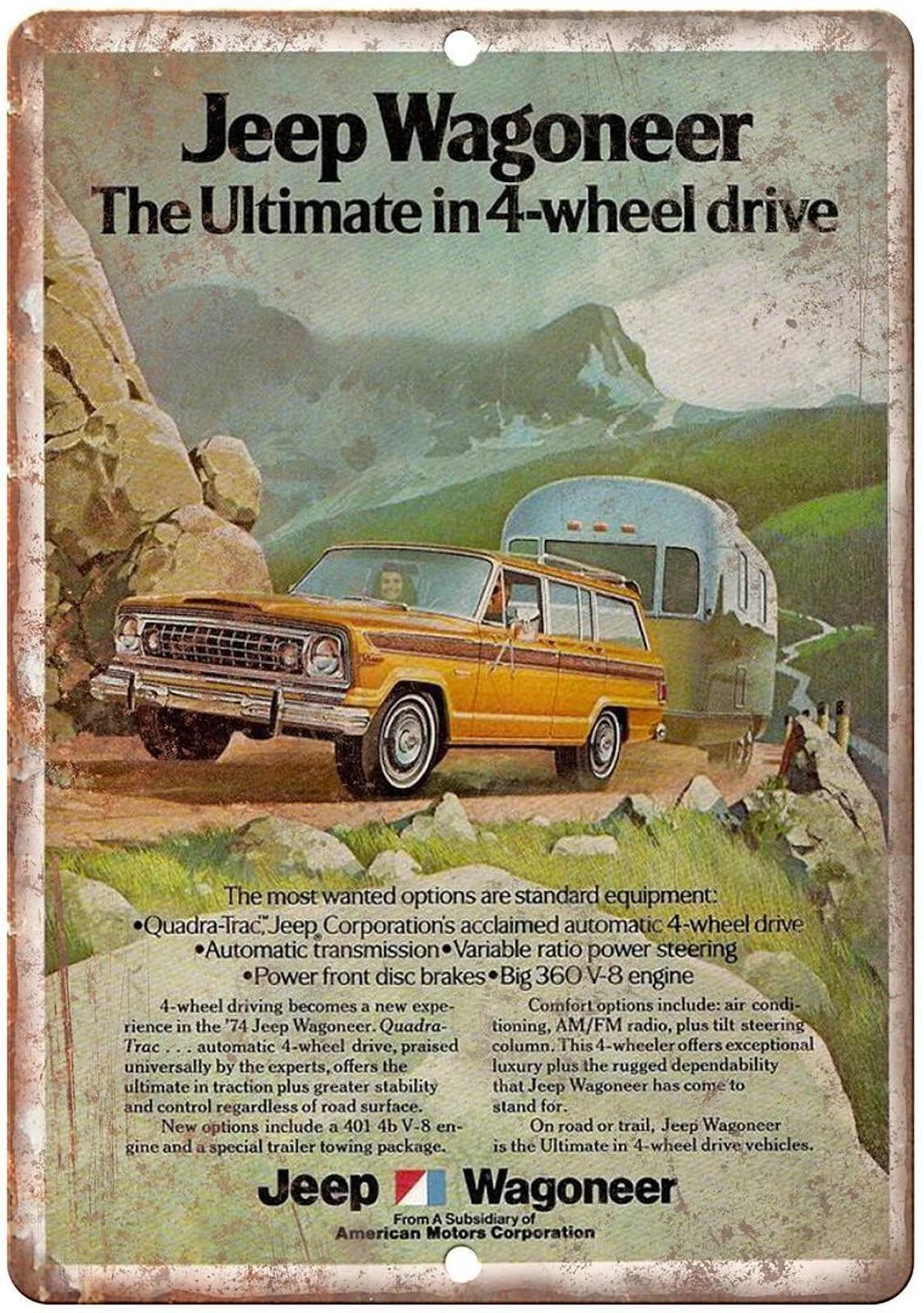 Jeep Wagoneer American Motors Wall Art Aluminum Sign — product artwork