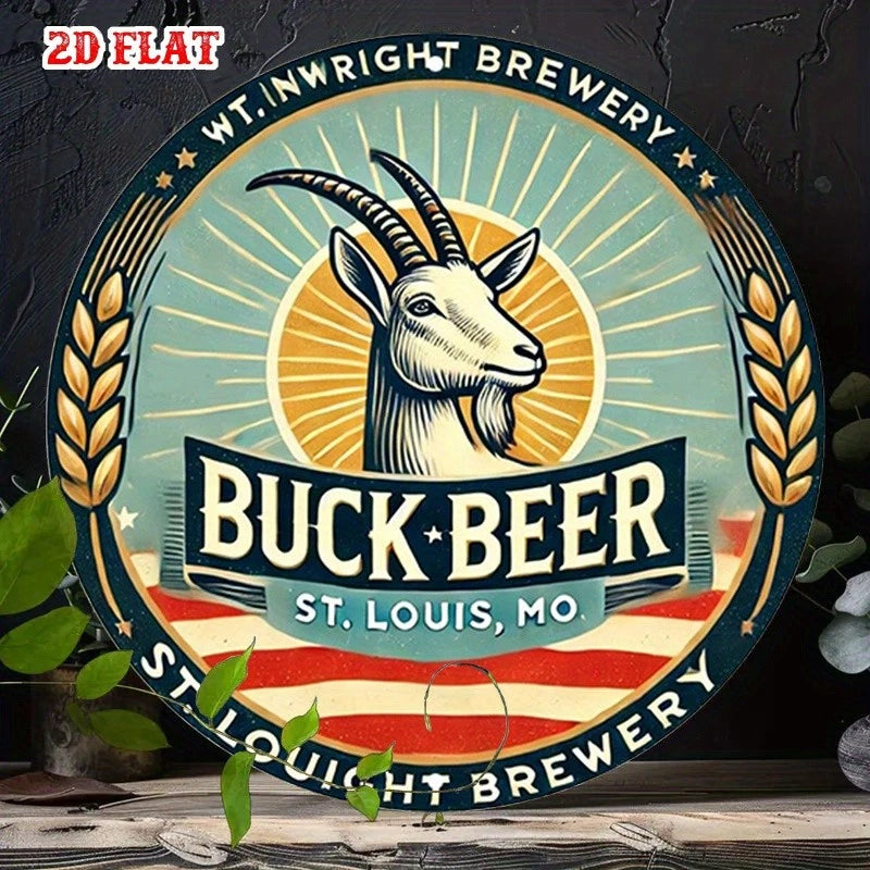 Vintage St Louis Buck Beer Funny Round Aluminum Sign — product artwork