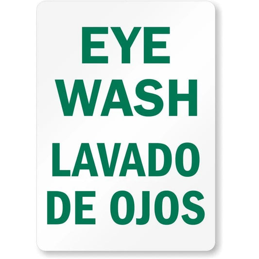 Eye Wash Lavado de Ojos Bilingual Aluminum Sign — product artwork