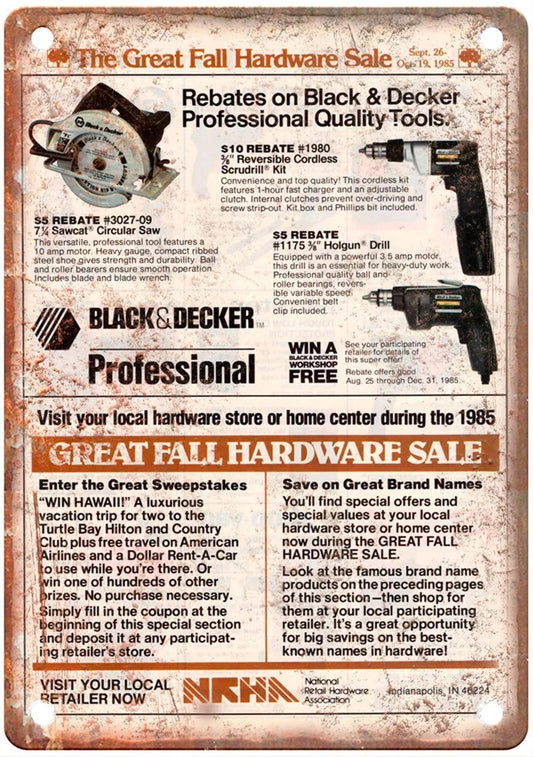 Black and Decker Fall Hardware Sale Aluminum Sign — product artwork