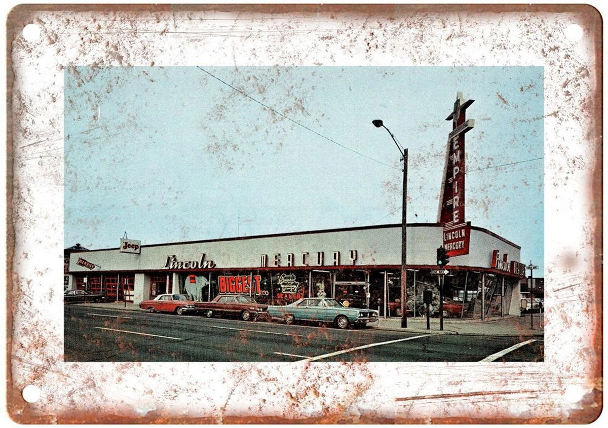 Vintage Empire Lincoln Mercury Jeep 1966 Auto Ad Retro Look Aluminum Sign — product artwork