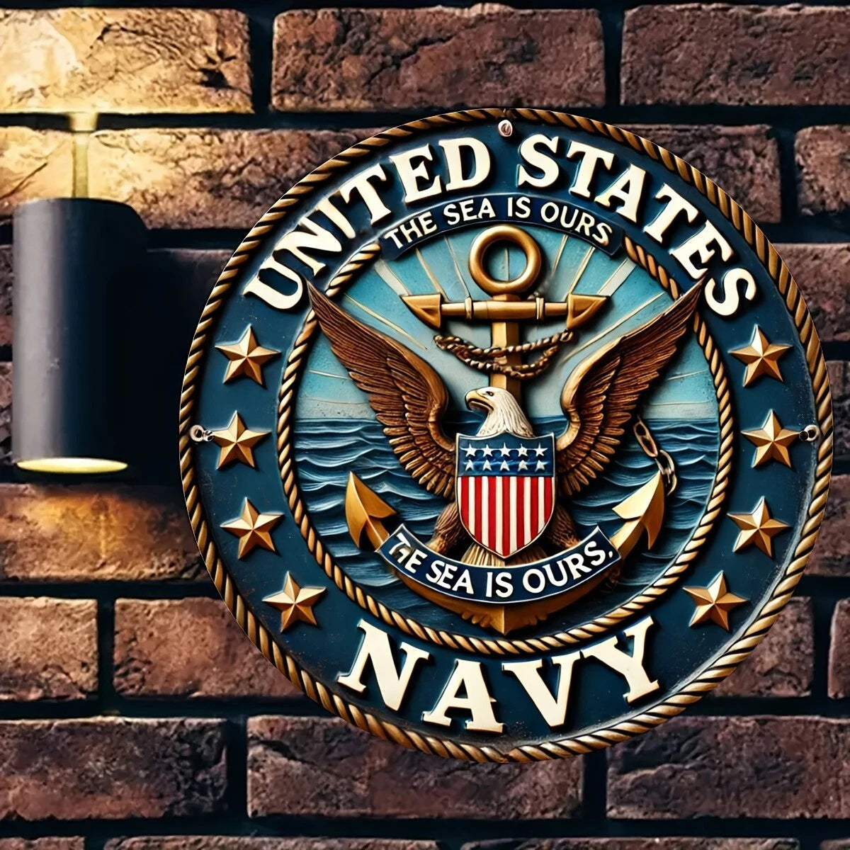 US Navy Funny Round Aluminum Sign — product artwork