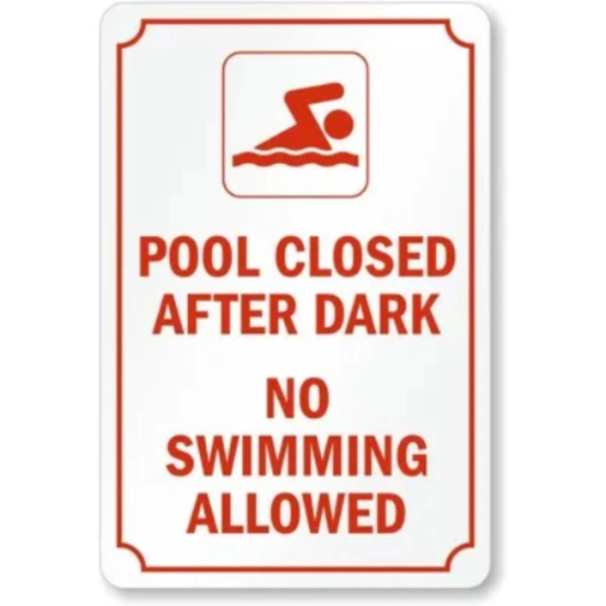 Pool Closed After Dark Aluminum Sign — product artwork