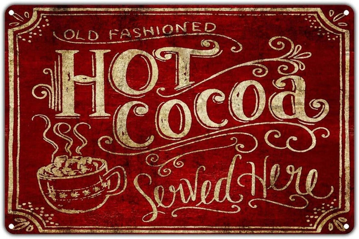 Vintage Hot Cocoa Funny Home Décor Aluminum Sign — product artwork