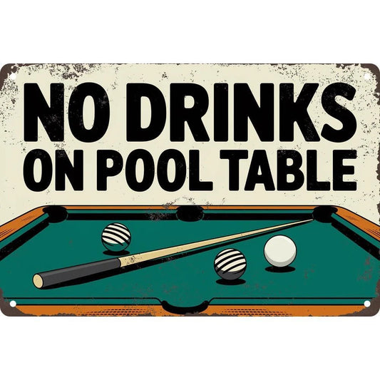Pool Table Vintage Distressed Funny Bar Aluminum Sign — product artwork