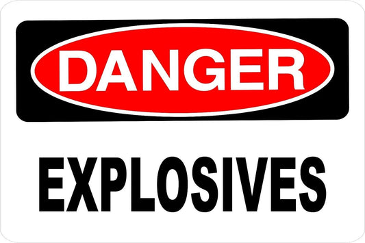 Warning Sticker Tiger Danger Explosives Funny Aluminum Sign — product artwork