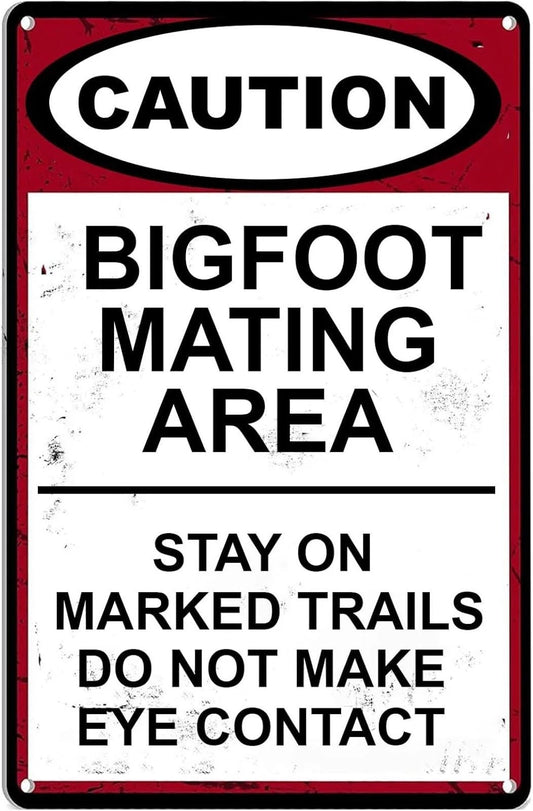 Bigfoot Funny Mating Area Home Décor Aluminum Sign — product artwork
