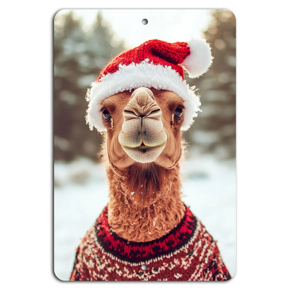 Holiday Llama Festive Christmas Aluminum Sign — product artwork
