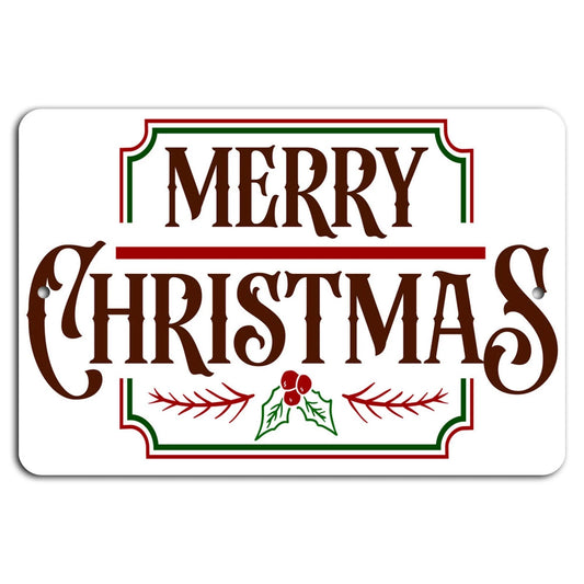 Merry Christmas Holly Classic Aluminum Sign — product artwork