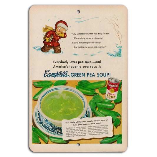 Campbell's Soup Vintage Green Pea Soup Retro Decorative Aluminum Sign — product artwork