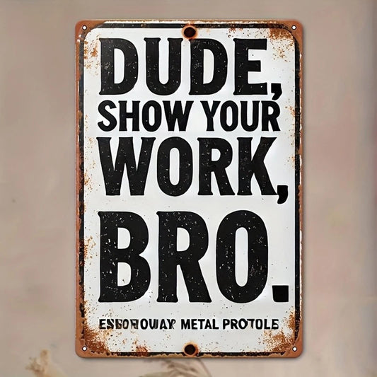 Retro Dude Show Your Work Bro Funny Aluminum Sign — product artwork