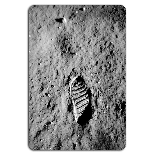 Moon Footprint Vertical Modern Space Aluminum Sign — product artwork