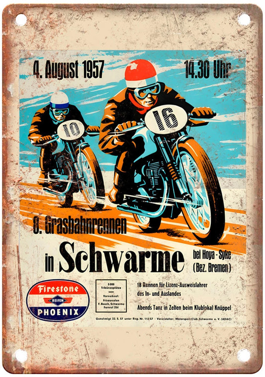 Vintage Motorcycle Retro 1957 Aluminum Sign — product artwork