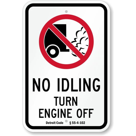 Detroit No Idling Turn Engine Off Aluminum Sign — product artwork