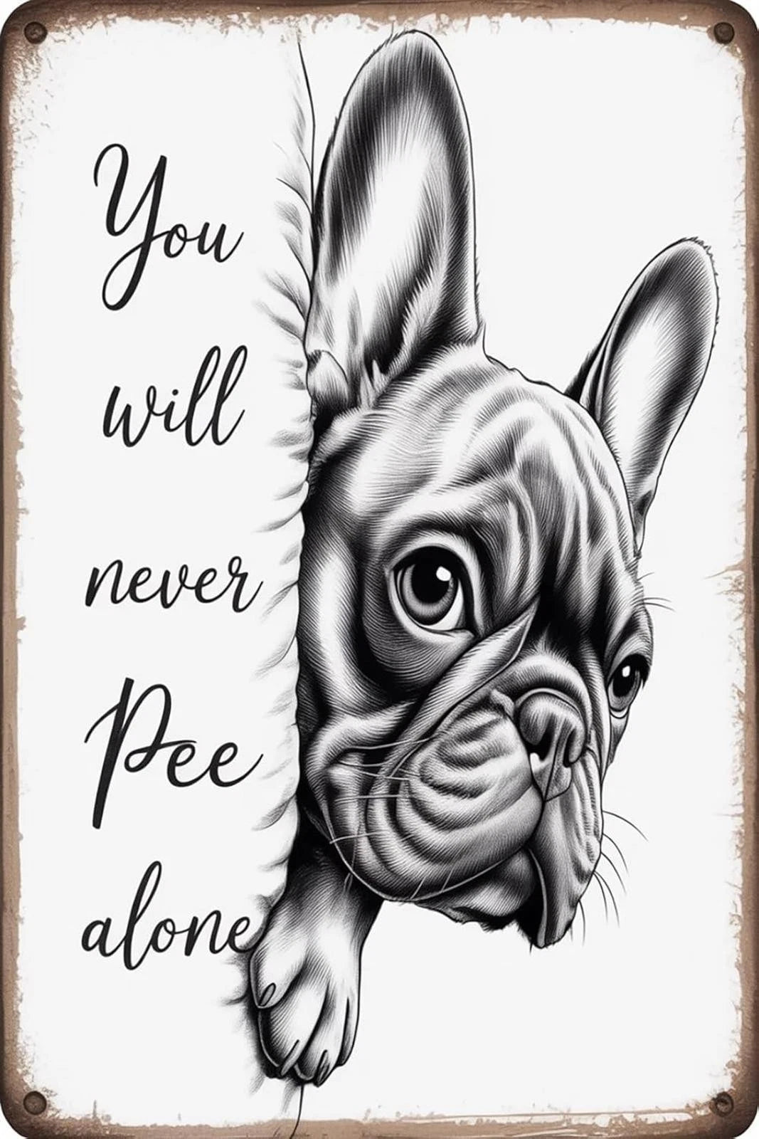 French Bulldog Funny Bathroom Aluminum Sign — product artwork