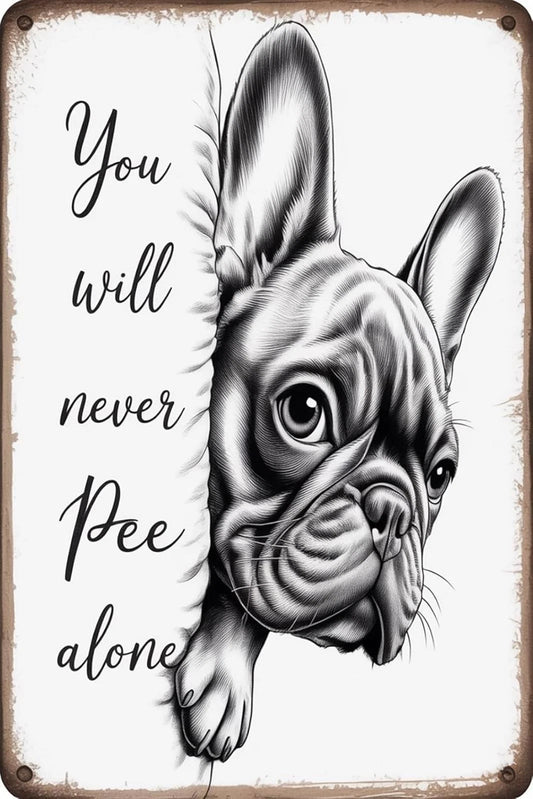 French Bulldog Funny Bathroom Aluminum Sign — product artwork