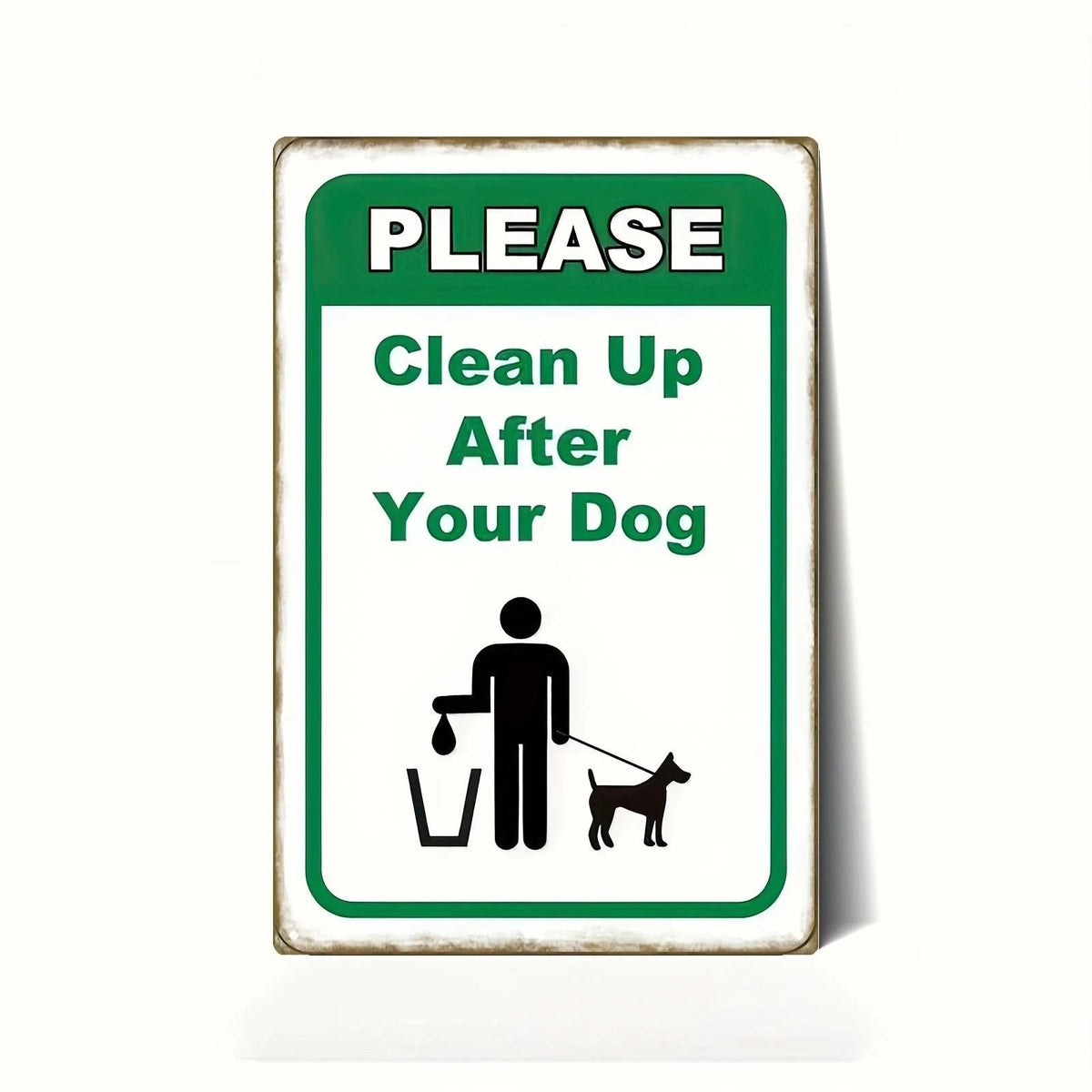 Pet Waste Vintage Green Funny Please Clean Up Aluminum Sign — product artwork