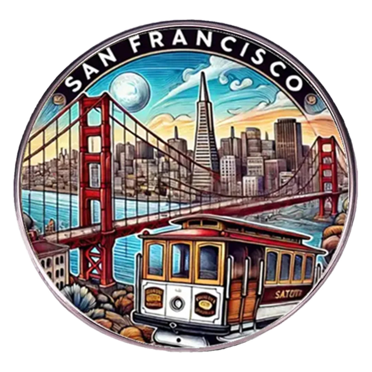 San Francisco Badge Retro Style Funny Gift Round Aluminum Sign — product artwork