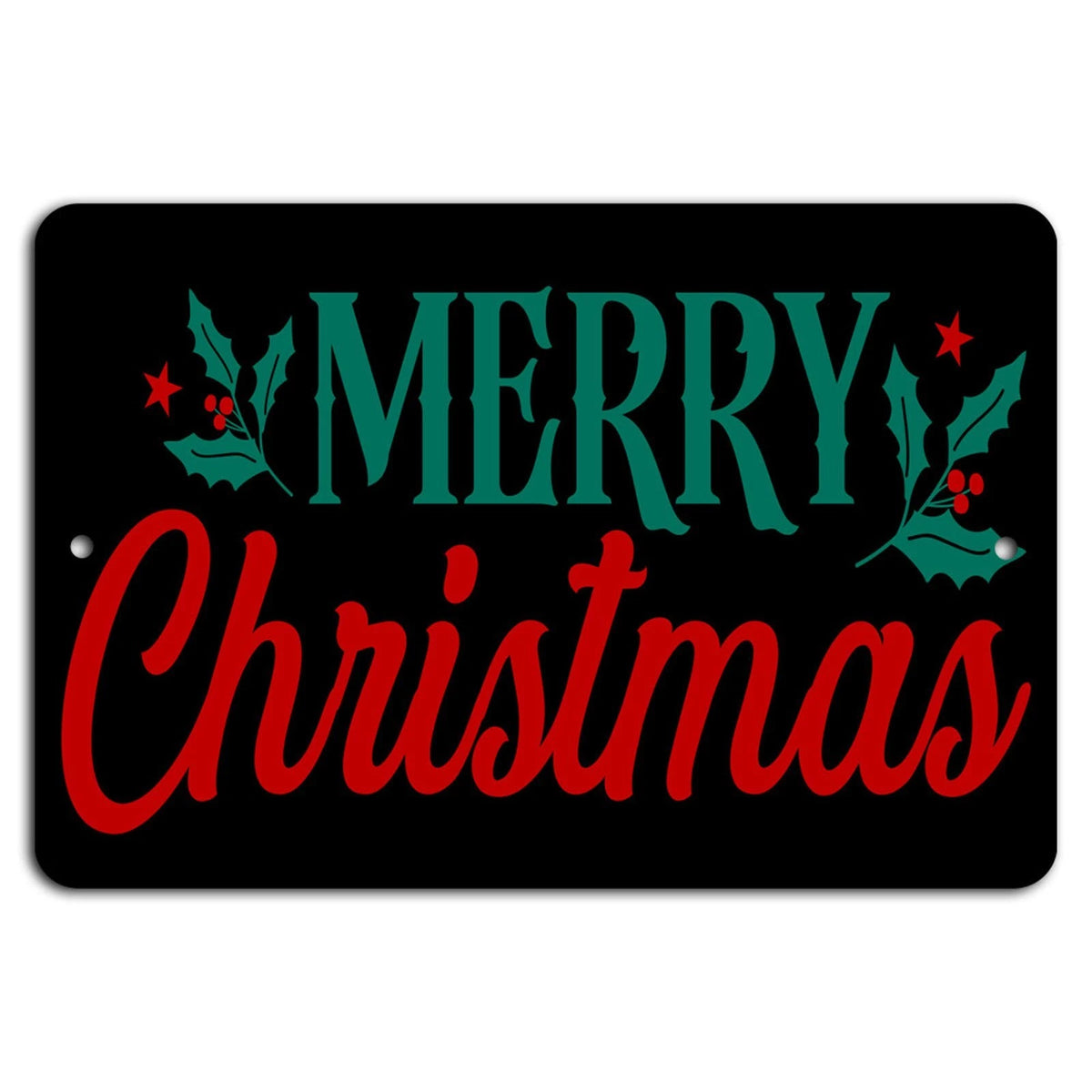 Christmas Rustic Green Red Black Aluminum Sign — product artwork