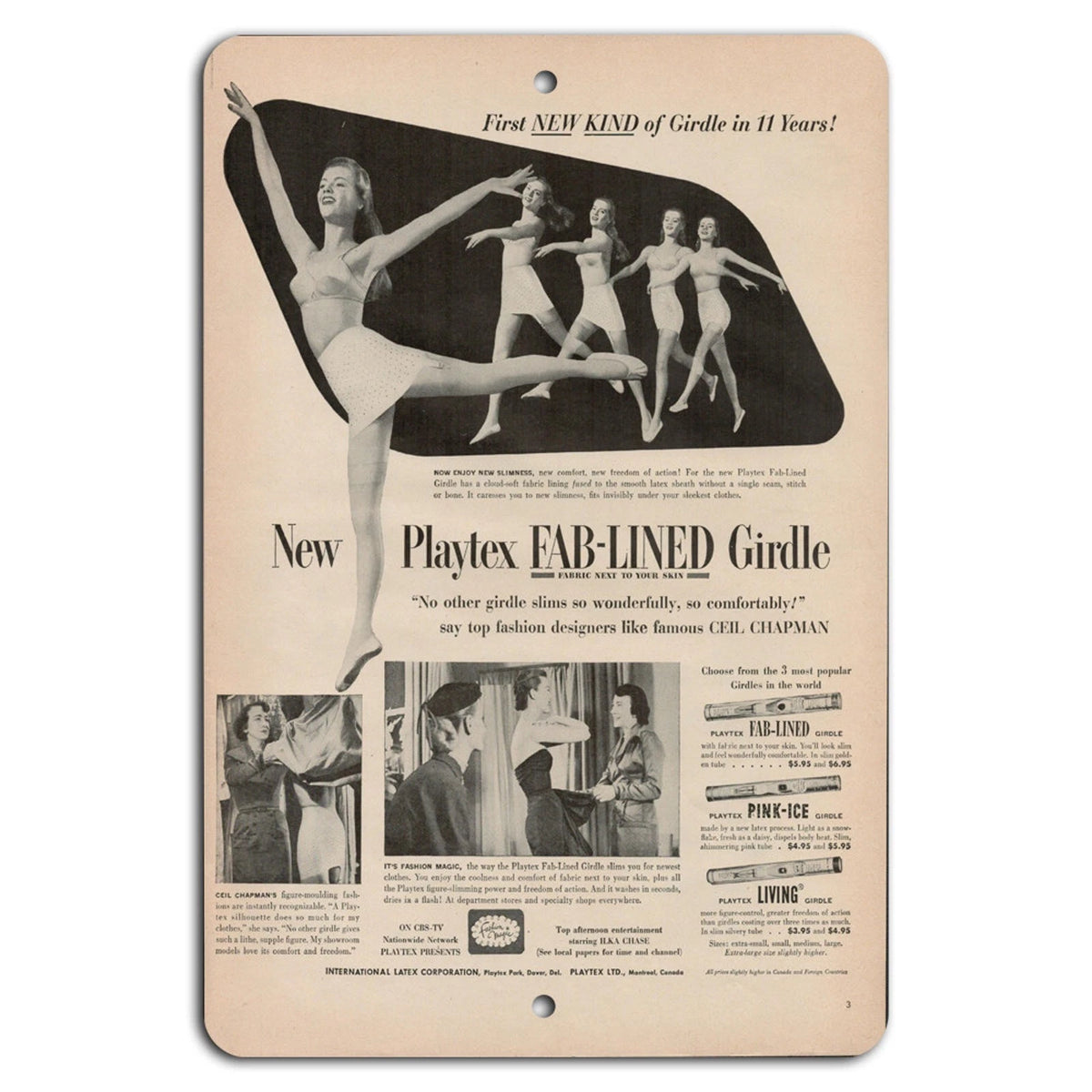 Playtex Girdle Vintage Retro Wall Art Aluminum Sign — product artwork