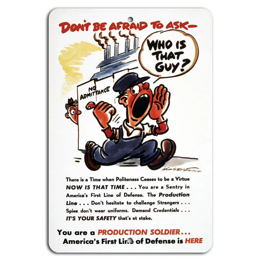 Production Soldier Demand Credentials Safety Sign — product artwork
