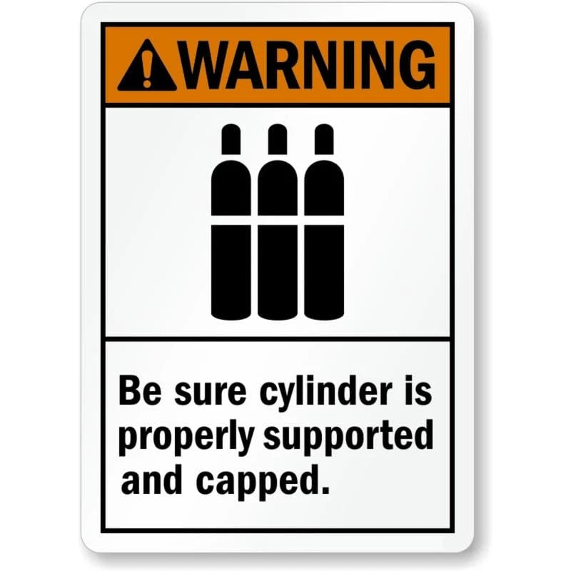 Warning Capped Cylinder Ansi Safety Aluminum Sign — product artwork