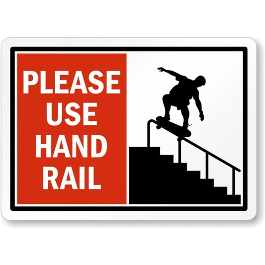 Please Use Hand Rail Aluminum Sign — product artwork